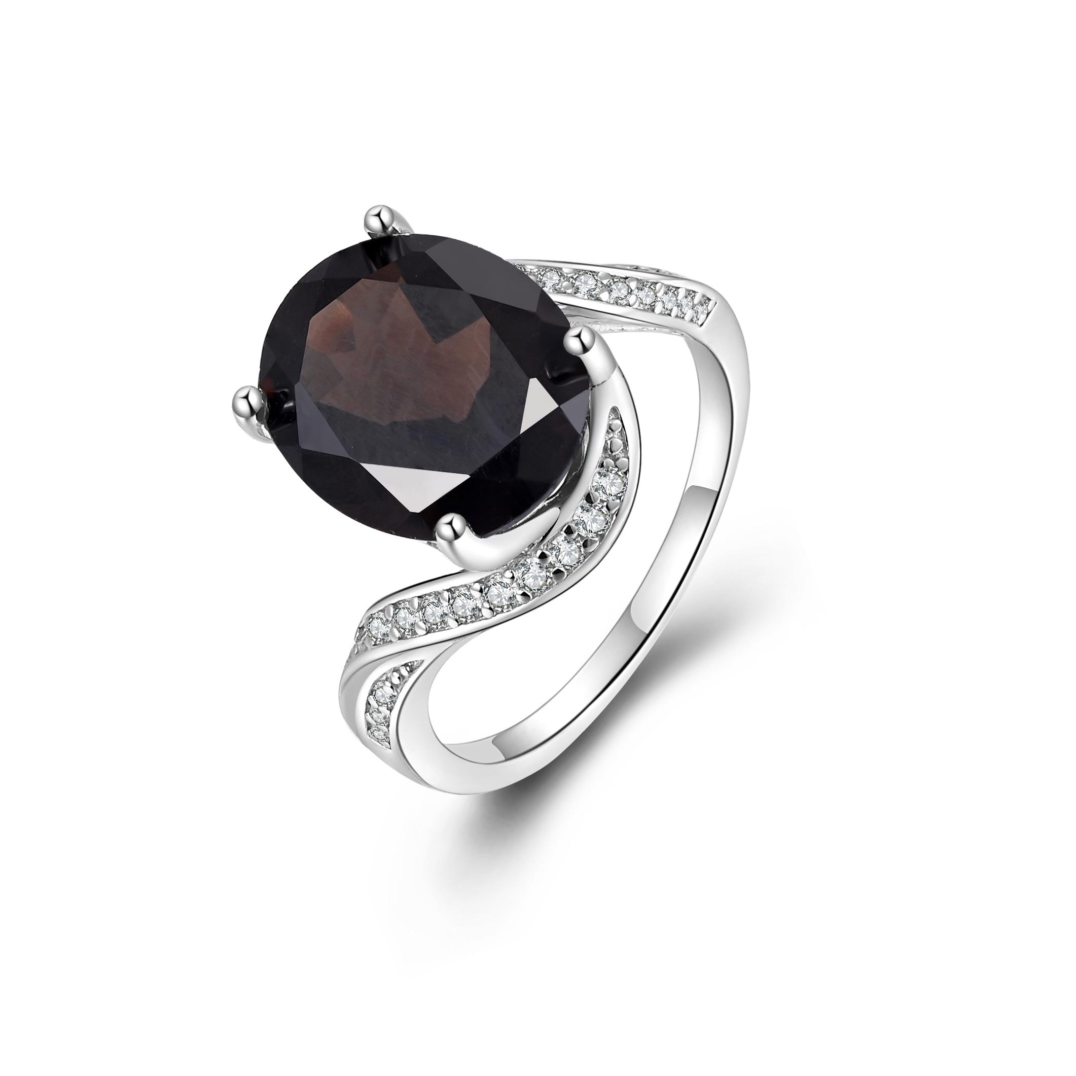 Nydelig mote Large Gems Natural Smoky Ring S925 Sølv klassisk design for jubileums- og bursdagsgaver til kvinner og jenter