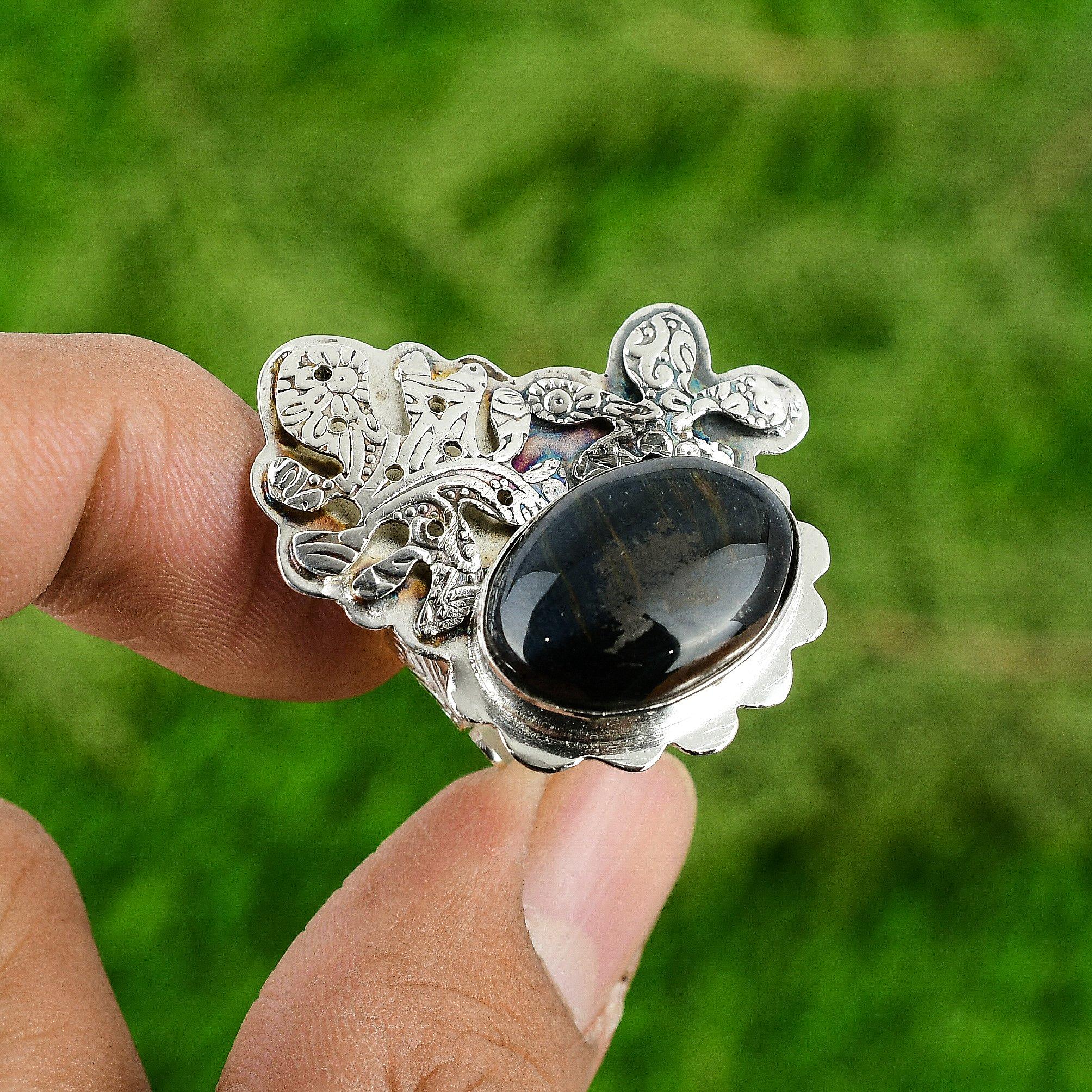 Womens day Deal Natural Pietersite 925 Sterling Silver Statement Ring Jewelry