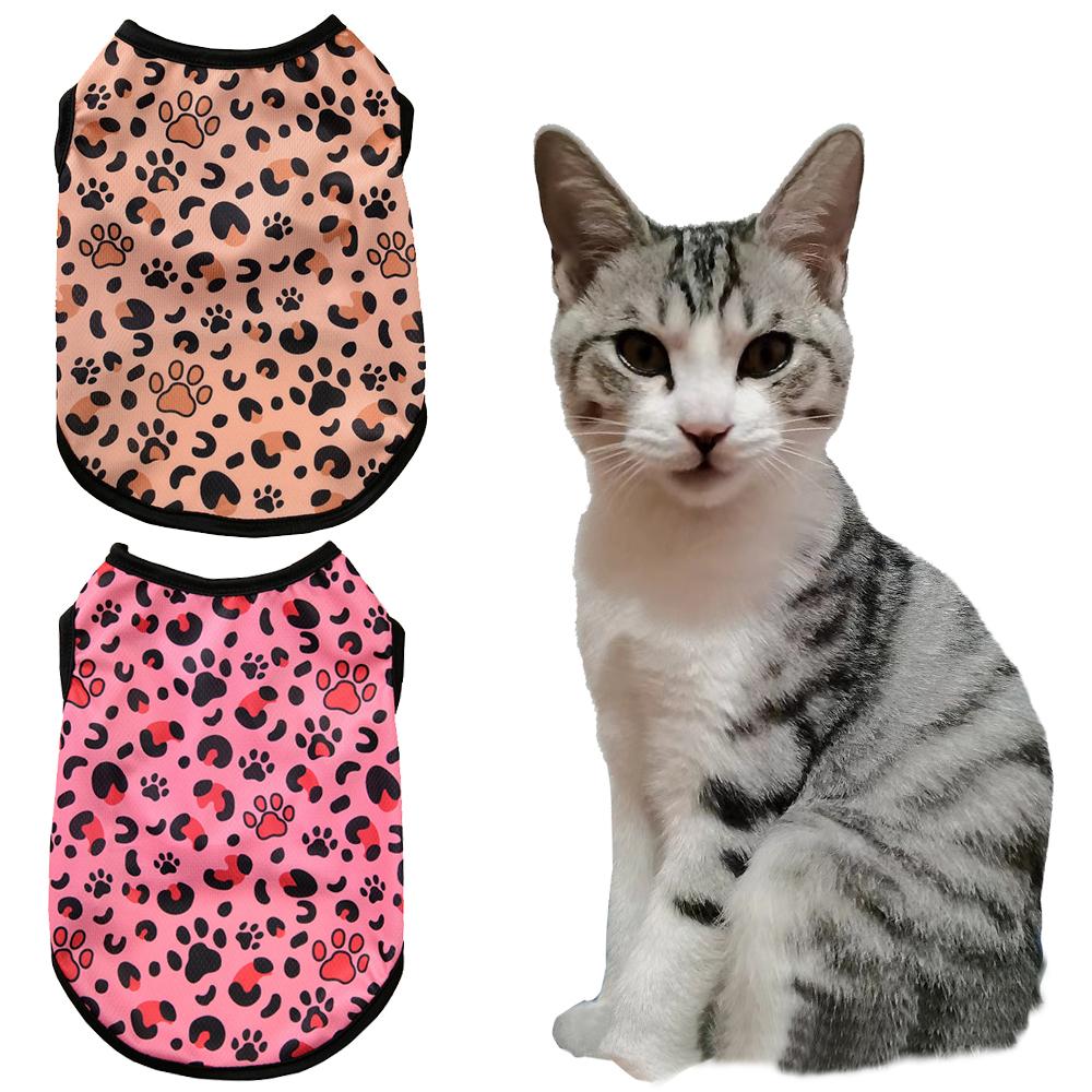 Summer Cat Clothes Leopard Print Pet Vest For Small Cats Dog Mesh Breathable Puppy Kitten T-shirt Outfits French Bulldog Schnauzer Clothing