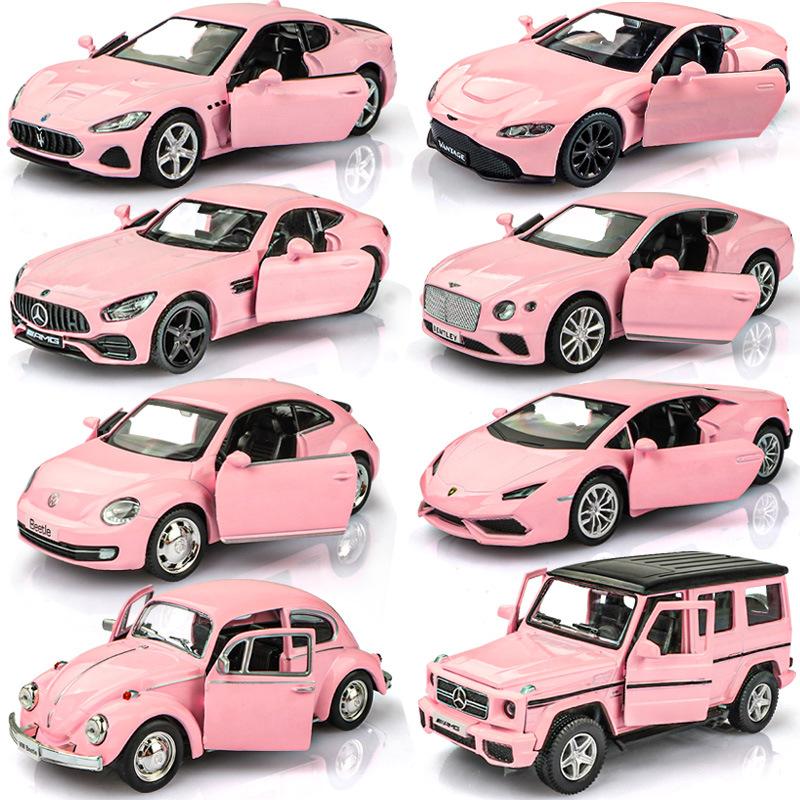 Dárky pro dívky Růžová série Volkswagen Beetle Bentley McLaren Lamborghini Maserati Benz AMG Nissan GTR Odlitky a Hračková vozidla 1:Model slitiny 36