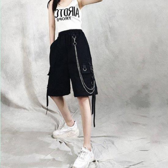 Damskie spodenki cargo letnie cienkie pięciopunktowe spodnie modne casualowe oversize doly vintage hip hop kombinezony streetwear odzież damska