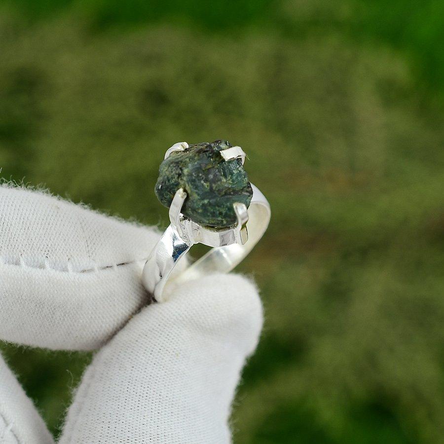 Natural Aquamarine Gemstone Statement Blue Ring Size 6.75 925 Sterling Silver