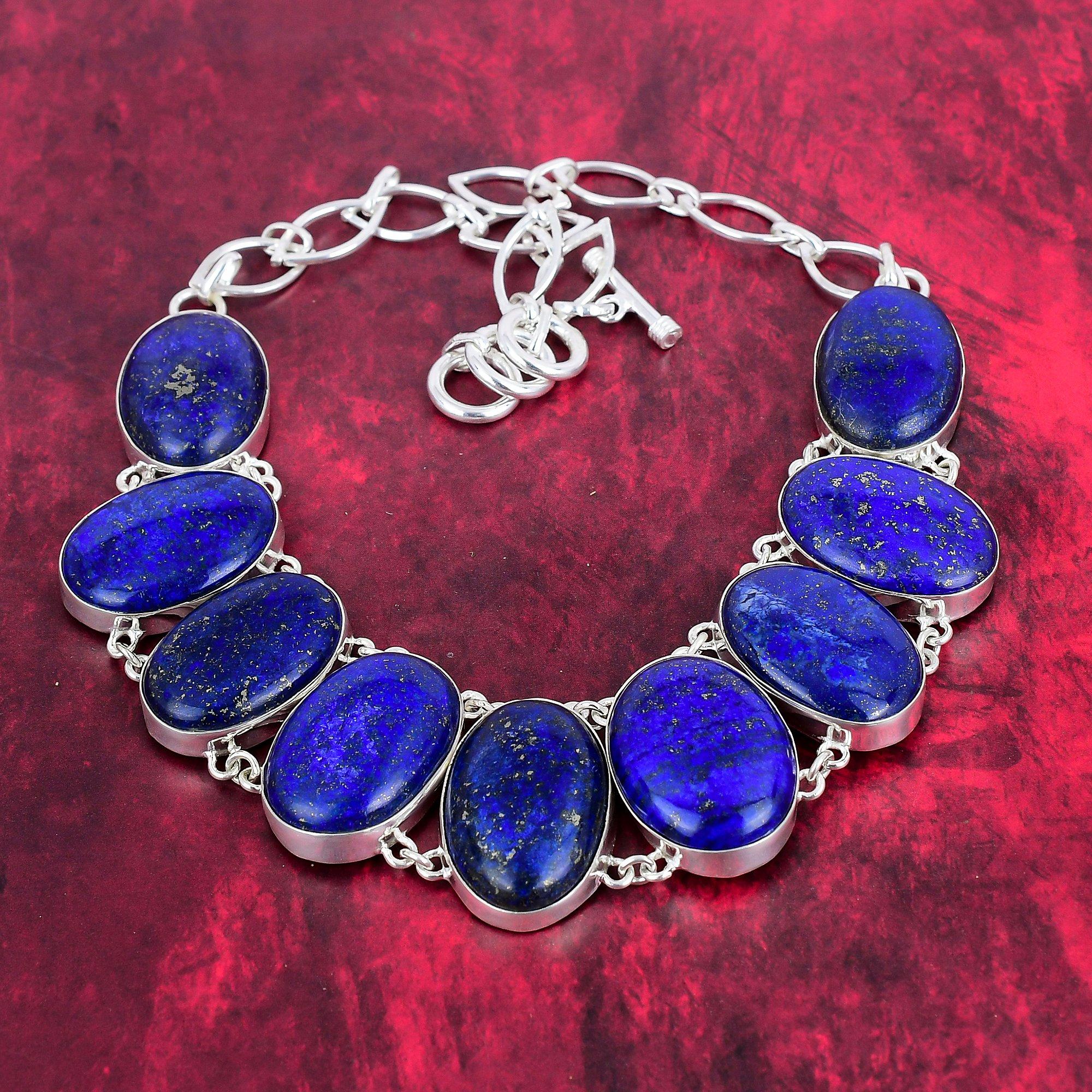 Lapis Lazuli Necklace Handmade Jewelry, 925 Solid Sterling Silver Necklace Adjustable Chain Necklace Antique Gemstone Necklace For Gift