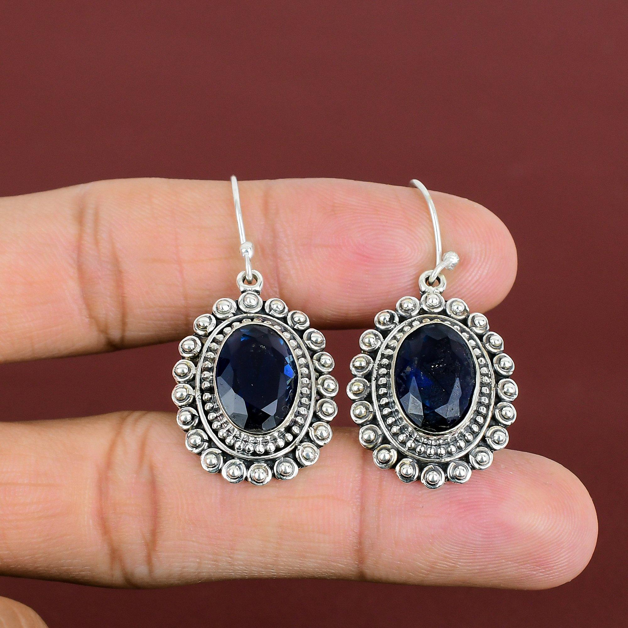 Faceted Tanzanite Quartz Earrings Genuine Gemstone Earring 925 Sterling Silver Earrings Handmade Jewelry Dainty Vintage Earring Gift For Mom