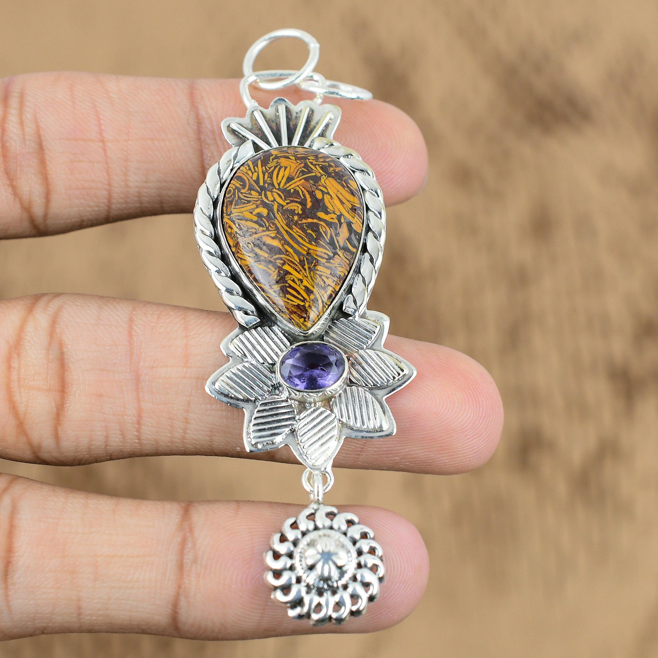 Natural Mariam Jasper Gemstone Jewelry 925 Sterling Silver Pendant For Women