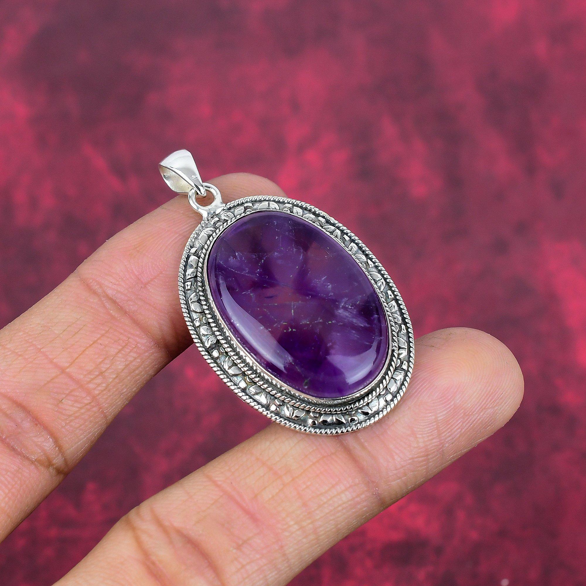 Amethyst Pendant Gemstone Jewelry, 925 Solid Sterling Silver Pendant, Gift For Women Handmade Pendant