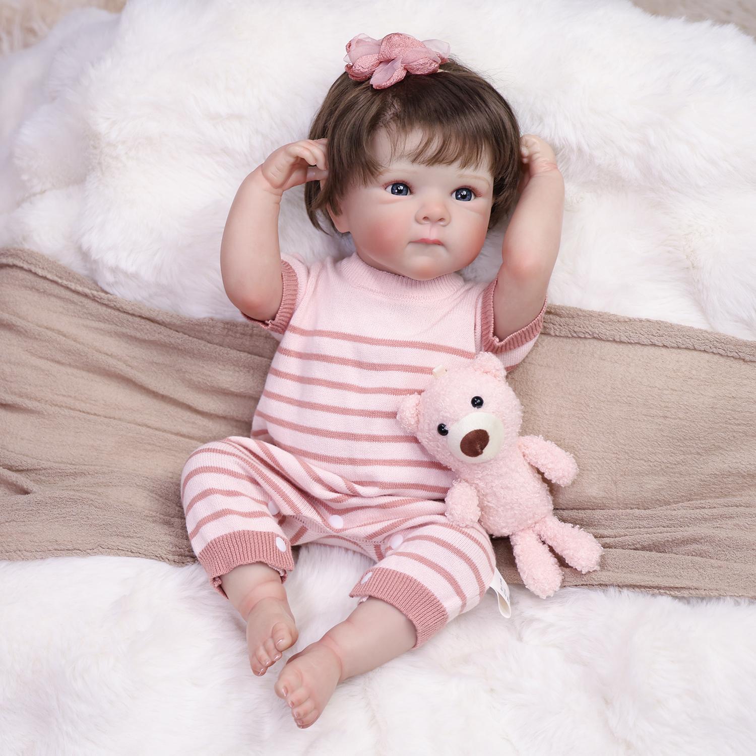 Bambola Reborn da 18 Pollici Full Silicone Vinile Vene Realistiche Bambina Neonato Bambola Per Bambini Regalo