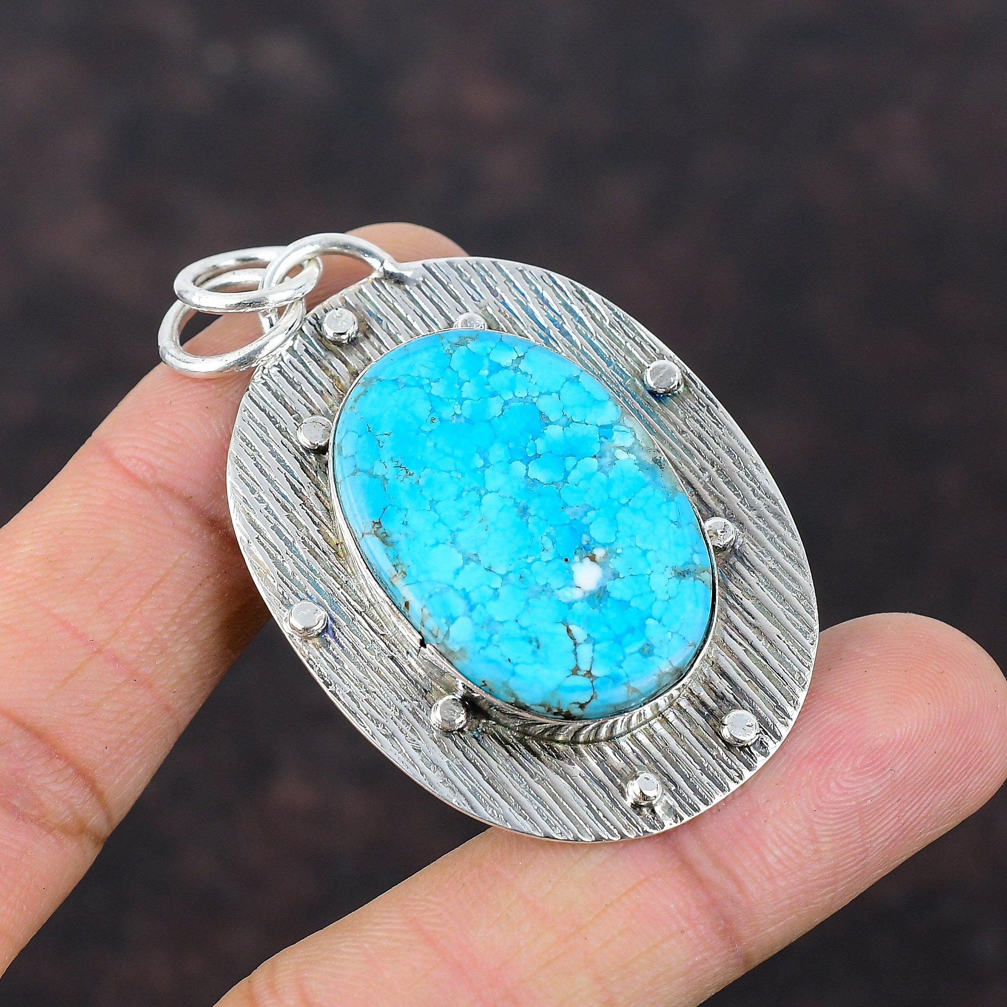 Pandantiv tibetan turcoaz Bijuterii de designer lucrate manual Pandantiv din argint 925 Foarte frumos pandantiv cu pietre prețioase Cadou pentru soție Pandantiv