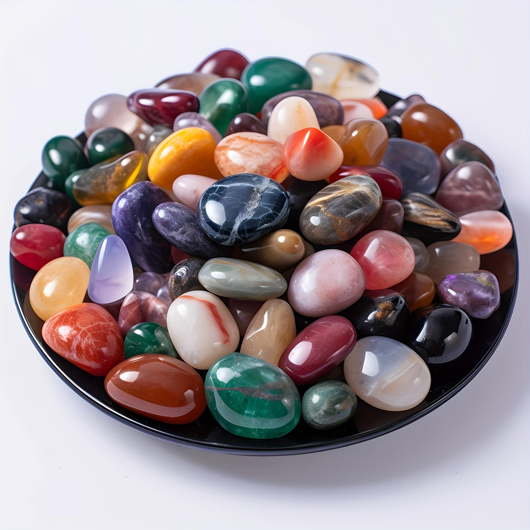 Bolsa de 250 g de piedras naturales pulidas de colores vibrantes estilo bohemio para decoración del hogar.