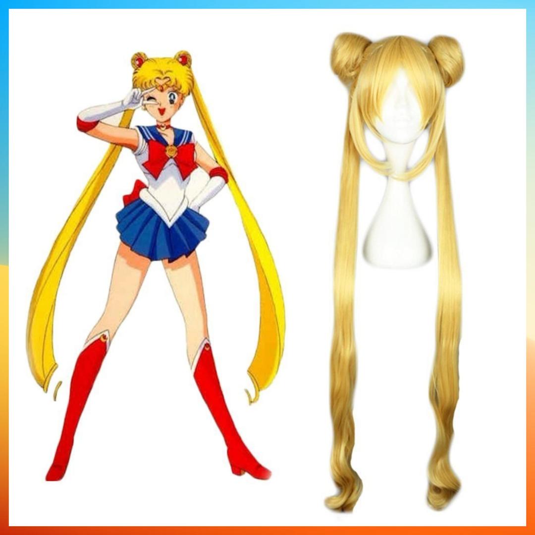 Sailor Moon Cosplay Perücke, modisch, lange, glatte Perücke für Frauen