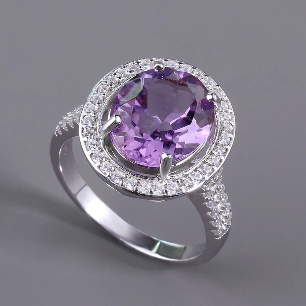 Bolaijewelry Natural South African Amethyst Gemstone Ring 925 Sterling Silver Classic design of fine jewelry for women gift