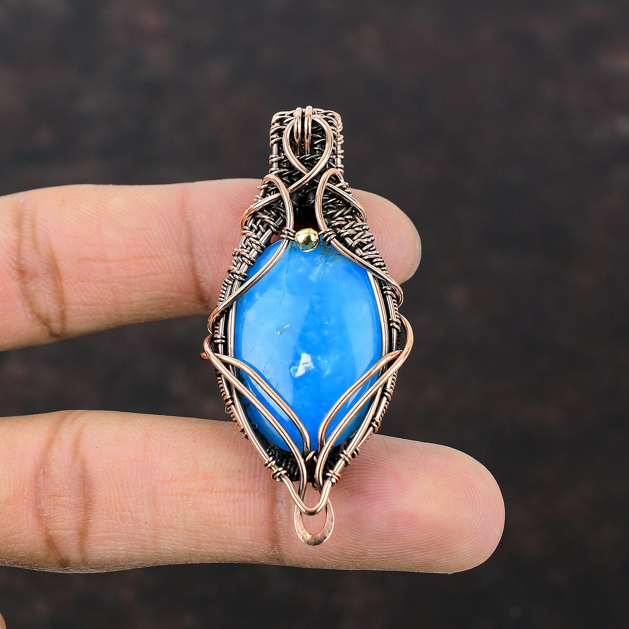 Smithsonite Pendant Copper Wire Wrapped Pendant Gemstone Pendant Handmade Pendant Copper Jewelry For Gift Wire Wrapped Smithsonite Jewelry