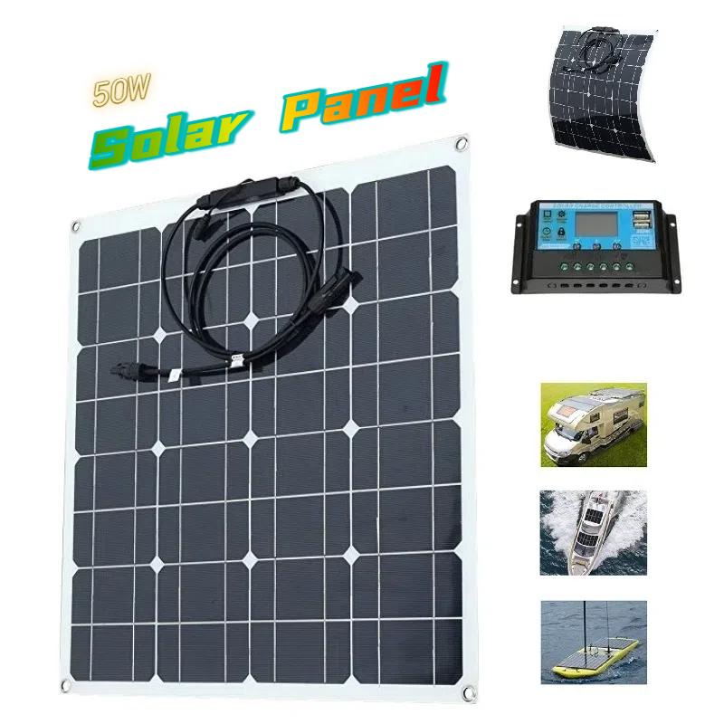 Venkovní monokrystalický 50W poloflexibilní solární panel Panel pro výrobu solární energie Fotovoltaický modul