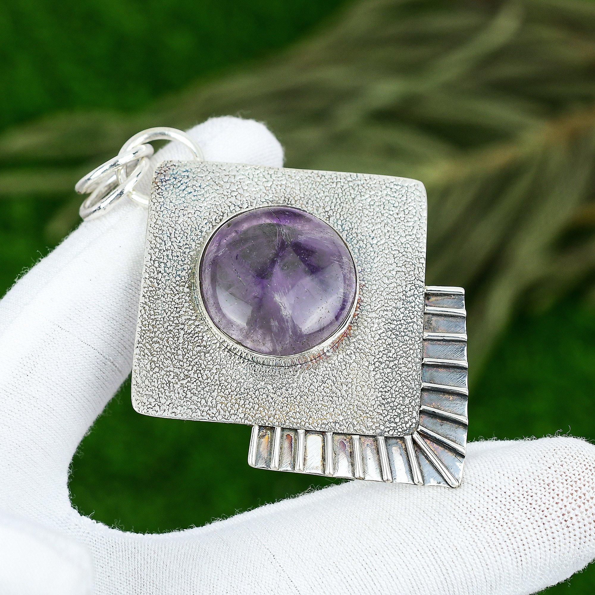 Gift For Women Pendant 925 Sterling Silver Natural Star Amethyst Gemstone