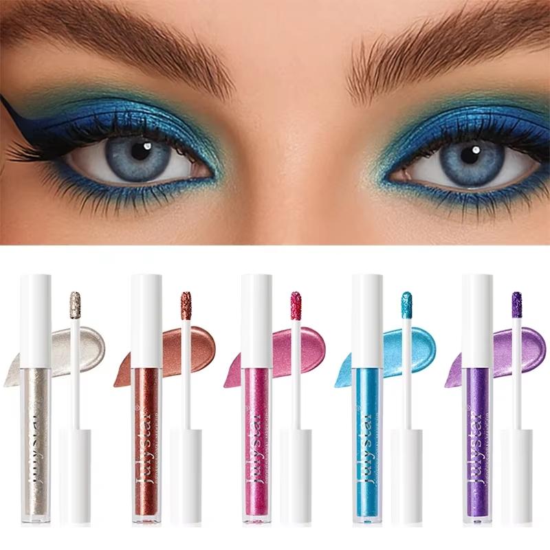 10 Colors Waterproof Liquid Eyeshadow High Shine Long-Lasting Sparkling Eye Shadow Metallic Pink Purple Party Stage Eyes Makeup Hallowmas