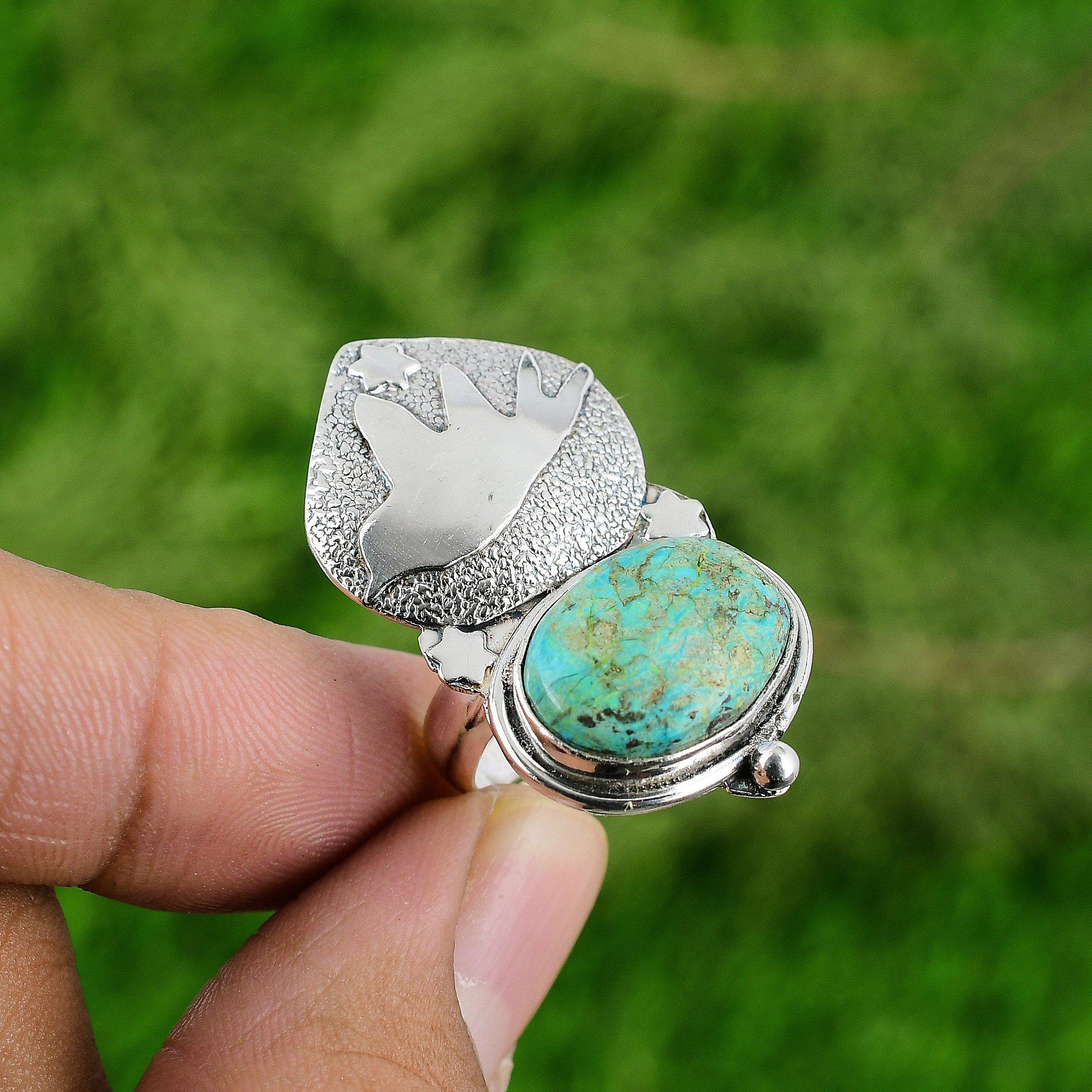 Womens day Deal Oval Natural Shattuckite 925 Sterling Silver Bezel Promise Ring