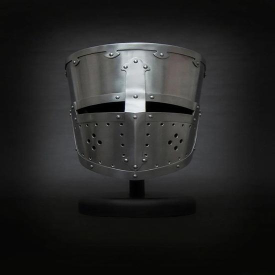 Medieval Great Knight Crusader Helmet with Stand LARP Reenactment Armor Handmade Steel Helmet SCA Combat Historical Costume Prop