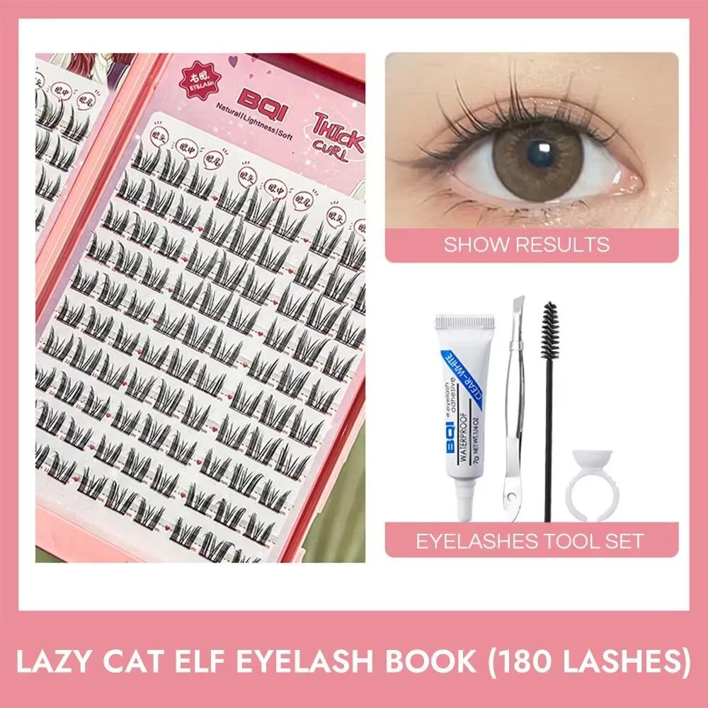 Lazy Cat Elf Eyelashes Book 180pcs Large Capacity Enlarge Your Eyes Naturally DIY Lash Clusters with Glue Set