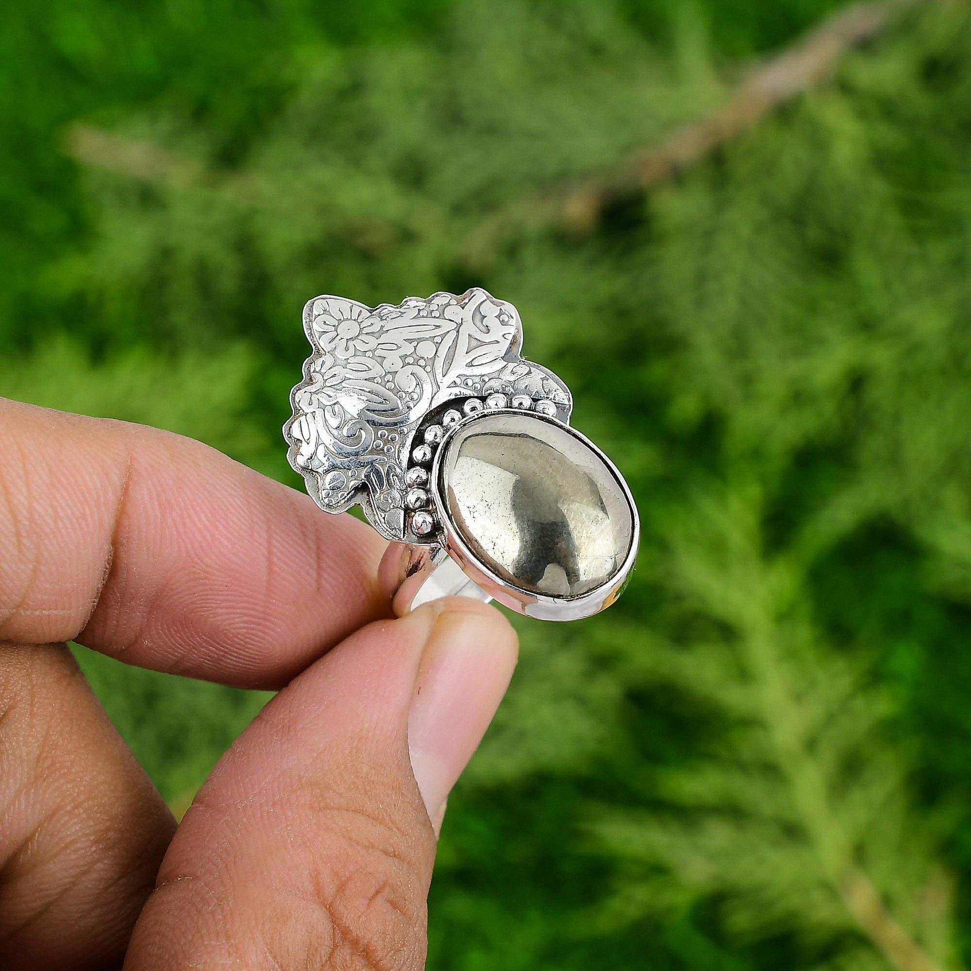 Easter Deal Pyrite Gemstone Sister Bezel Promise Ring Jewelry Sterling Silver