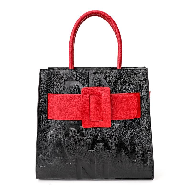 Aidrani   New Letter Printed Women's Handbag Fashionable and Versatile Large Capacity Cowhide Square Bag