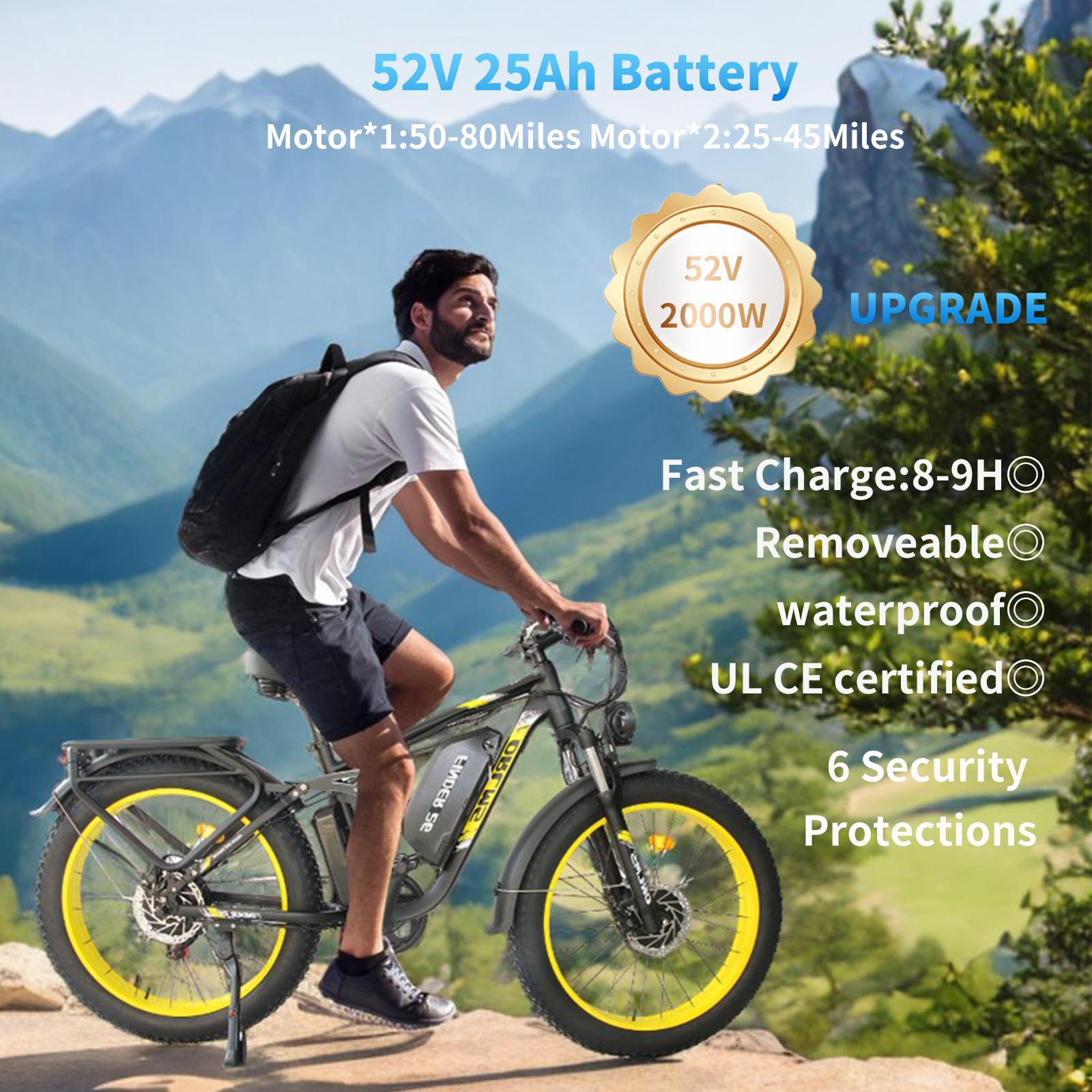 ORLMS MX500 All-Terrain Ebike 1000w*2 Dual Motor 52V25AH Battery 26*4.0 Inch Tires Electic Bicycle Adult Moutain Electic Bicycle