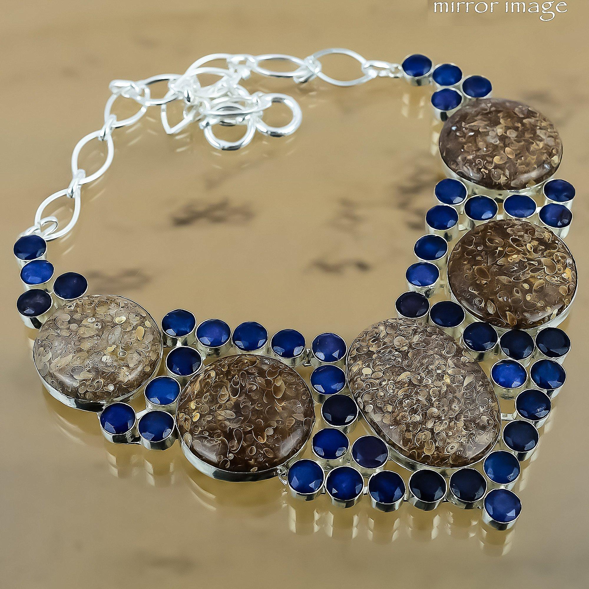 Gift For Her 925 Silver Natural Turritella Agate Chain Adjustable Necklace