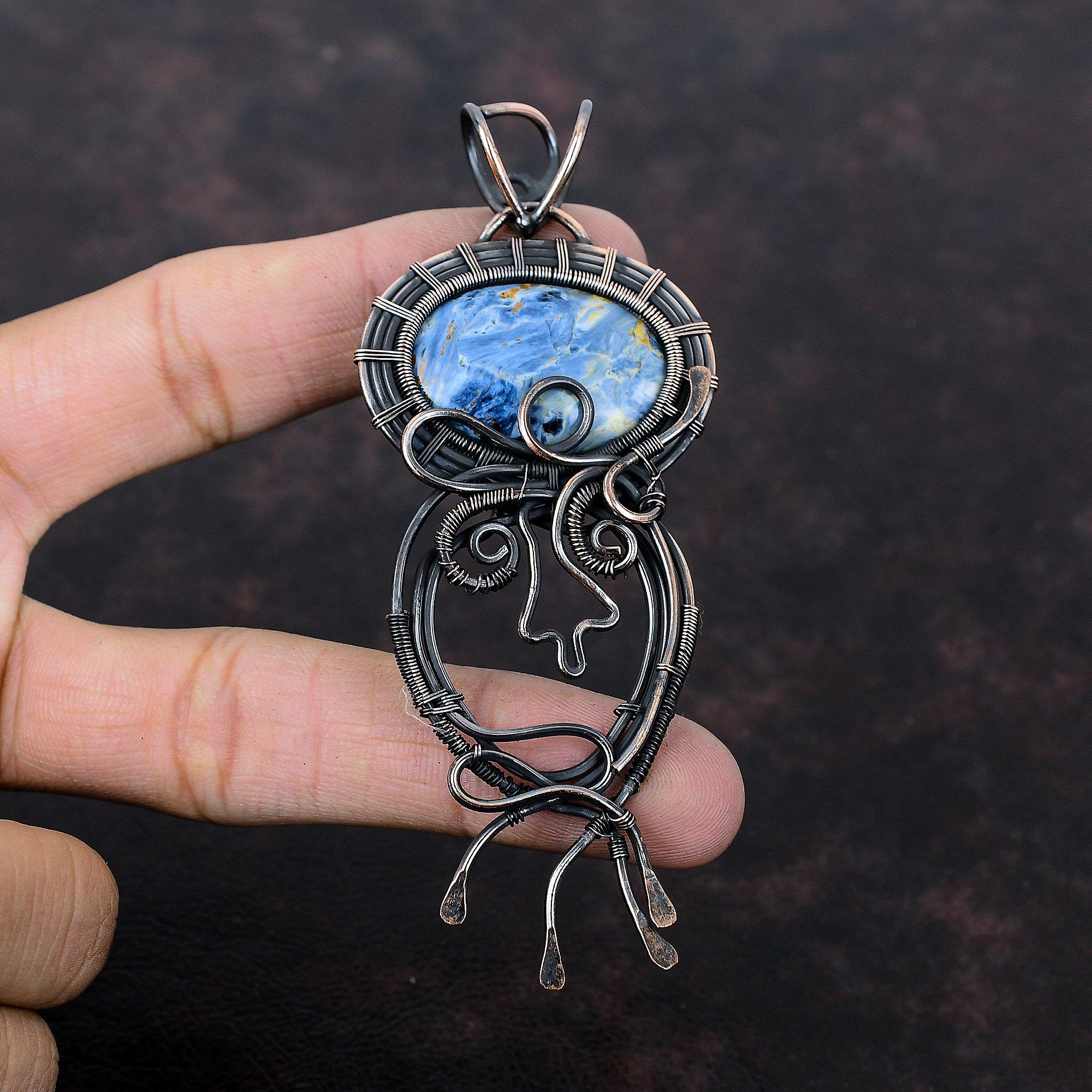 Pietersit Kupfer Anhänger Draht gewickelt Anhänger Handgemacht zierlicher Anhänger Pietersit Schmuck Kupferdraht Wickelschmuck Edelstein Anhänger als Geschenk