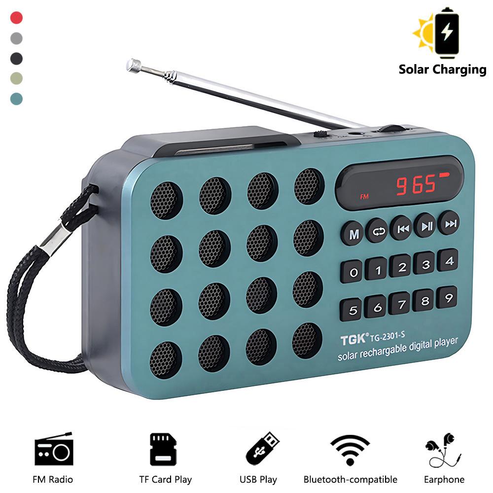 Rechargeable Portable FM Radio Mini Solar Bluetooth Wireless Speaker Support USB TF Card MP3 Music Player