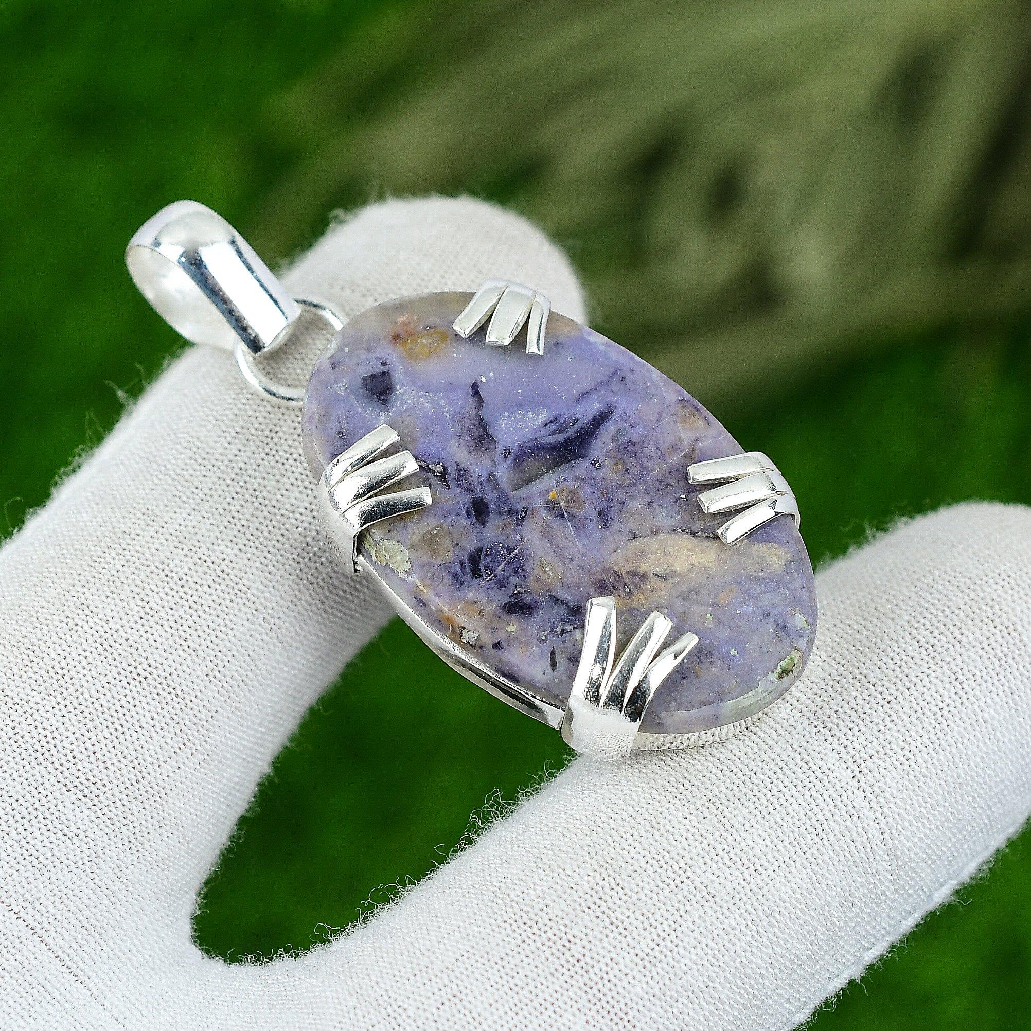 Hochzeitsgeschenk für Sie 925 Sterlingsilber Natürlicher Tiffany Jaspis Edelstein Anhänger