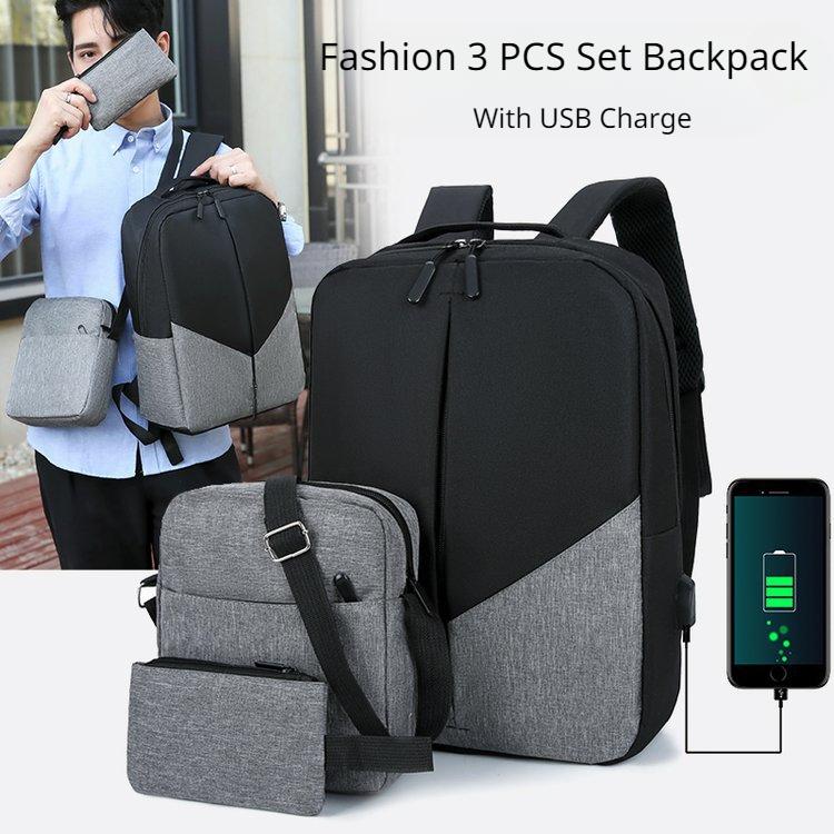 Outdoorové velkokapacitní batohy pro muže Business Casual Jednoduchý Oxford voděodolná taška přes rameno Módní Multifunkční třídílná sada batohu