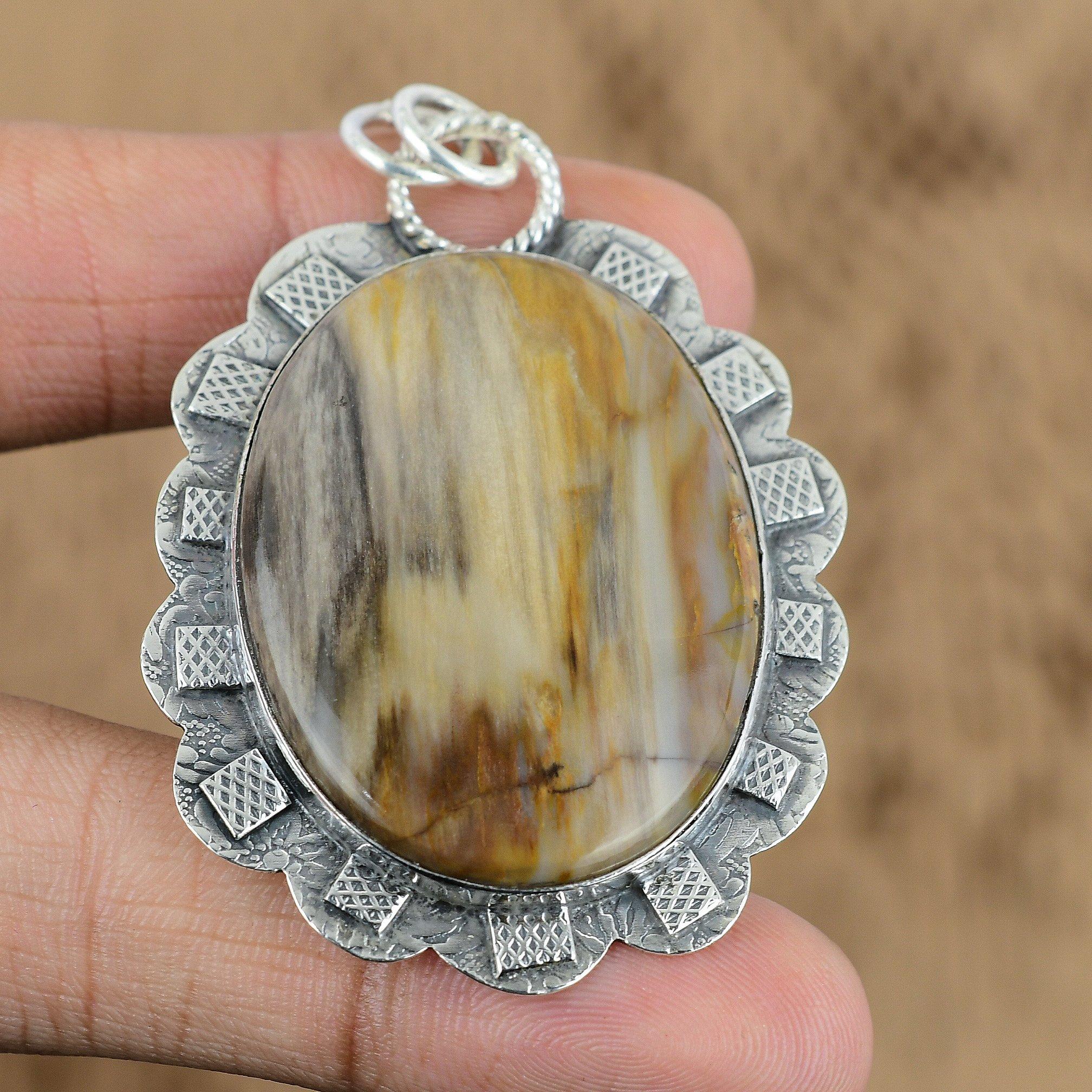 Wedding Gift For Her 925 Sterling Silver Natural Coconut Jasper Gemstone Pendant