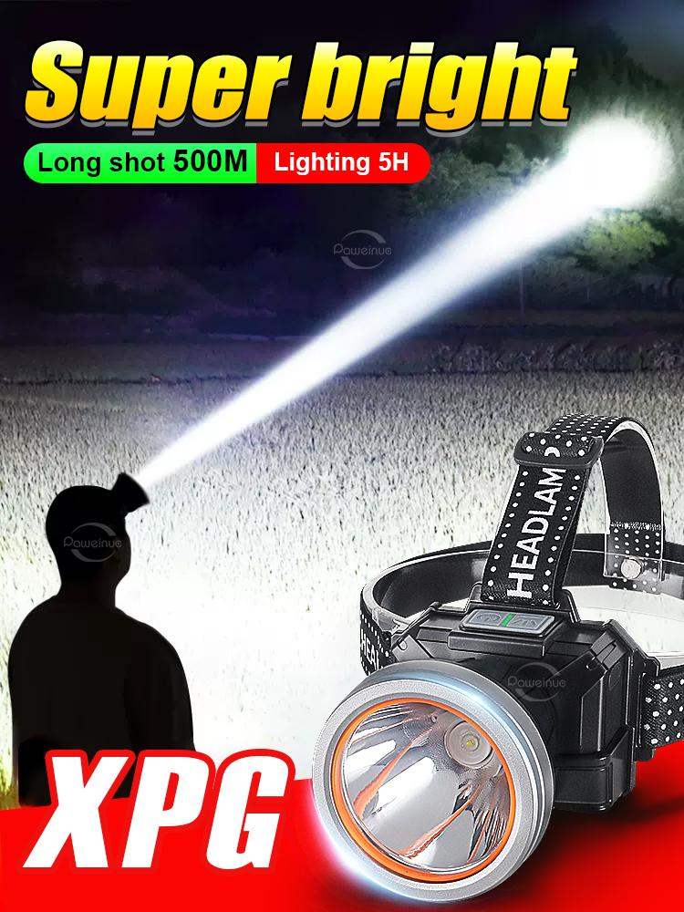 Super Bright XPG LED Headlamp Powerful Spotlight Head Lamp Light with Built In Battery for Fishing Camping Lantern