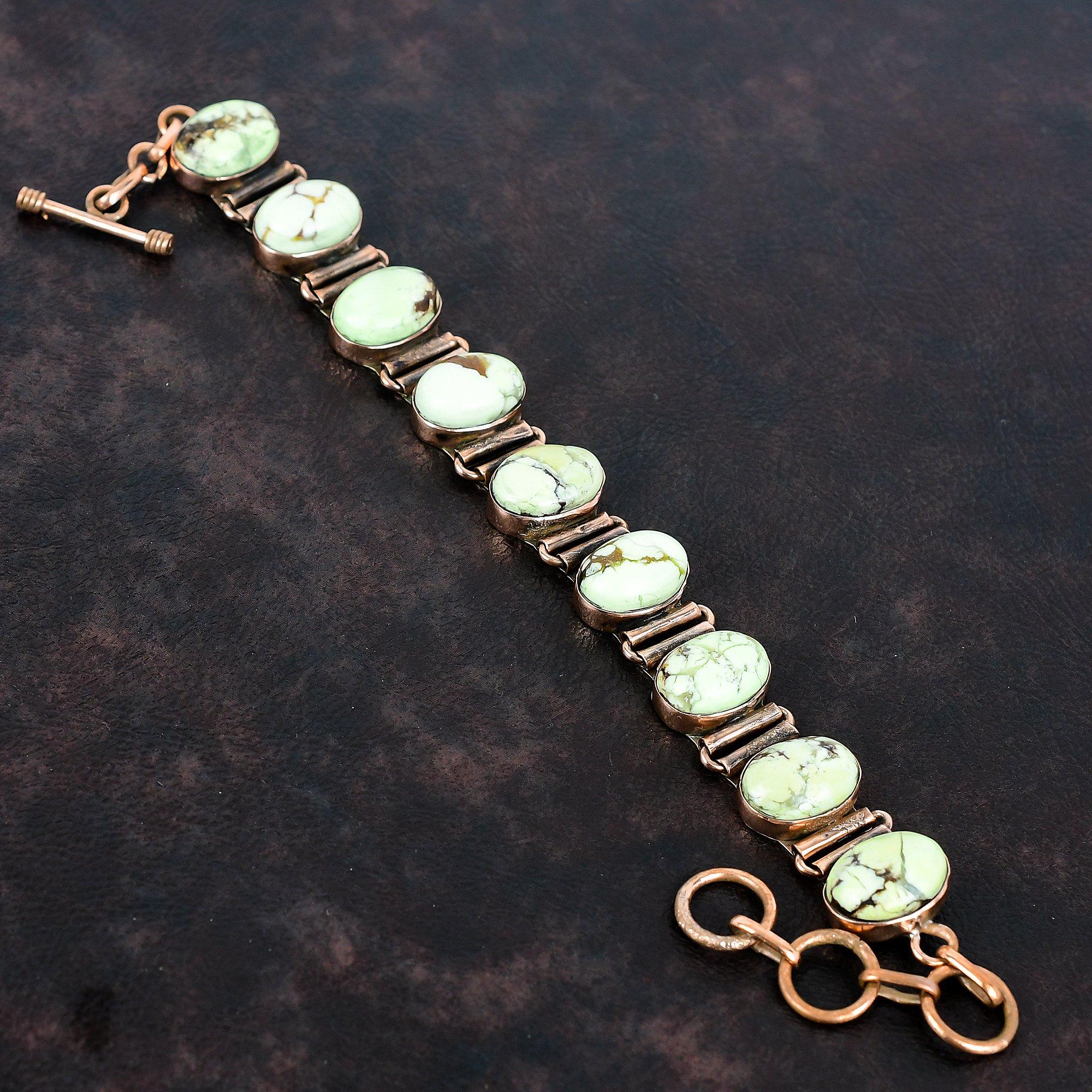 Lemon chrysoprase bracelet copper bracelet handmade adjustable chain bracelet real gemstone bracelet beautiful copper jewelry gifts for mom