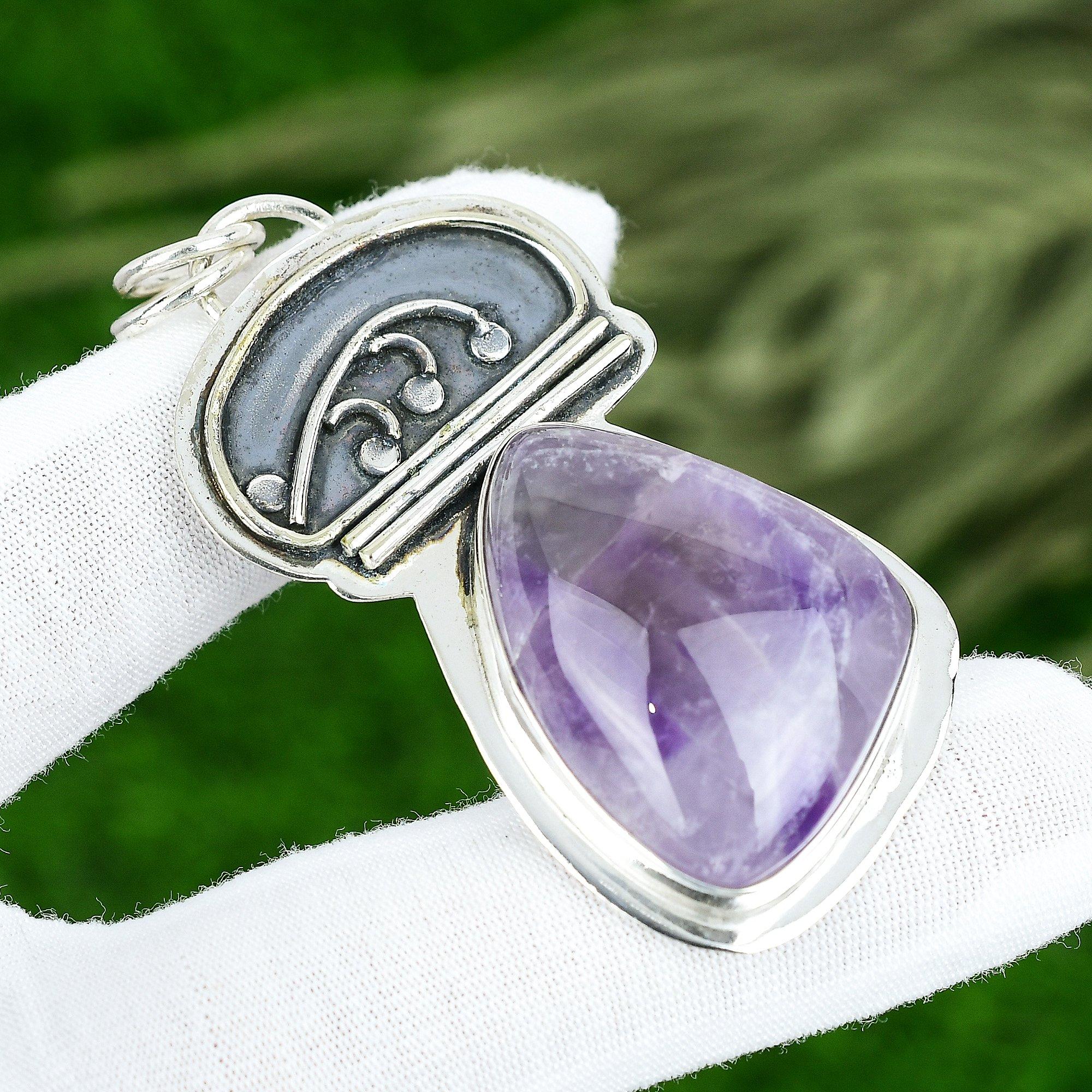 Freundschaftstag Sale Februar Stern Amethyst Edelstein 925 Silber Art Deco Anhänger