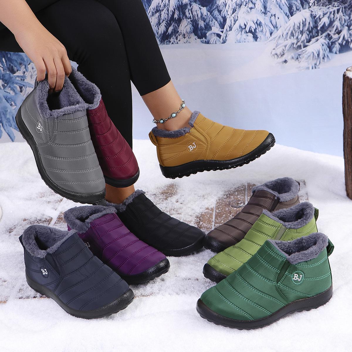 Women's Shoes, Plush, Casual Shoes, Cotton Boots, Unisex, Warm Shoes, Thick Soled Shoes, Waterproof Shoes, Cold Resistant Cotton Boots