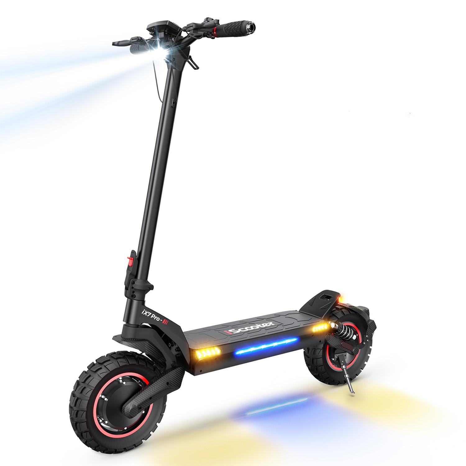 iScooter iX7Pro All Terrain E-Scooter for Adults 2000W, 48V17.5Ah, Full Suspension, APP Control, 10" Off-Road E-Scooter with ambient light