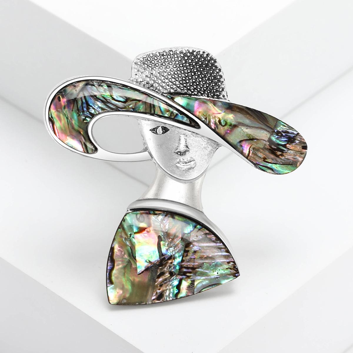 Vintage Enamel Shell Brooch for Women Unisex Lapel Pins Party Accessories Gifts