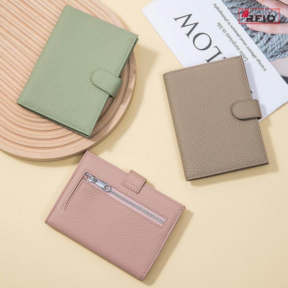 Genuine Leather Ultra-Thin RFID Blocking Passport Holder Wallet - All-in-One Travel Organizer for Women (New Style)