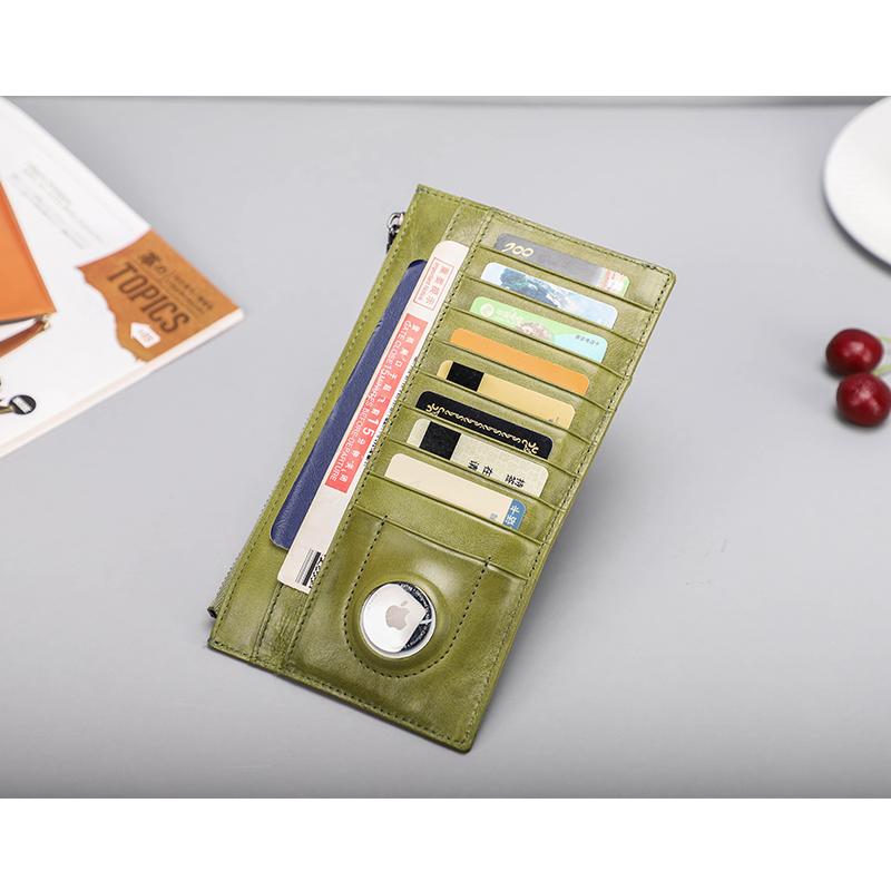 Buy Genuine Leather Women Airtag Card Holder Wallet for 6.7 Inch Phone