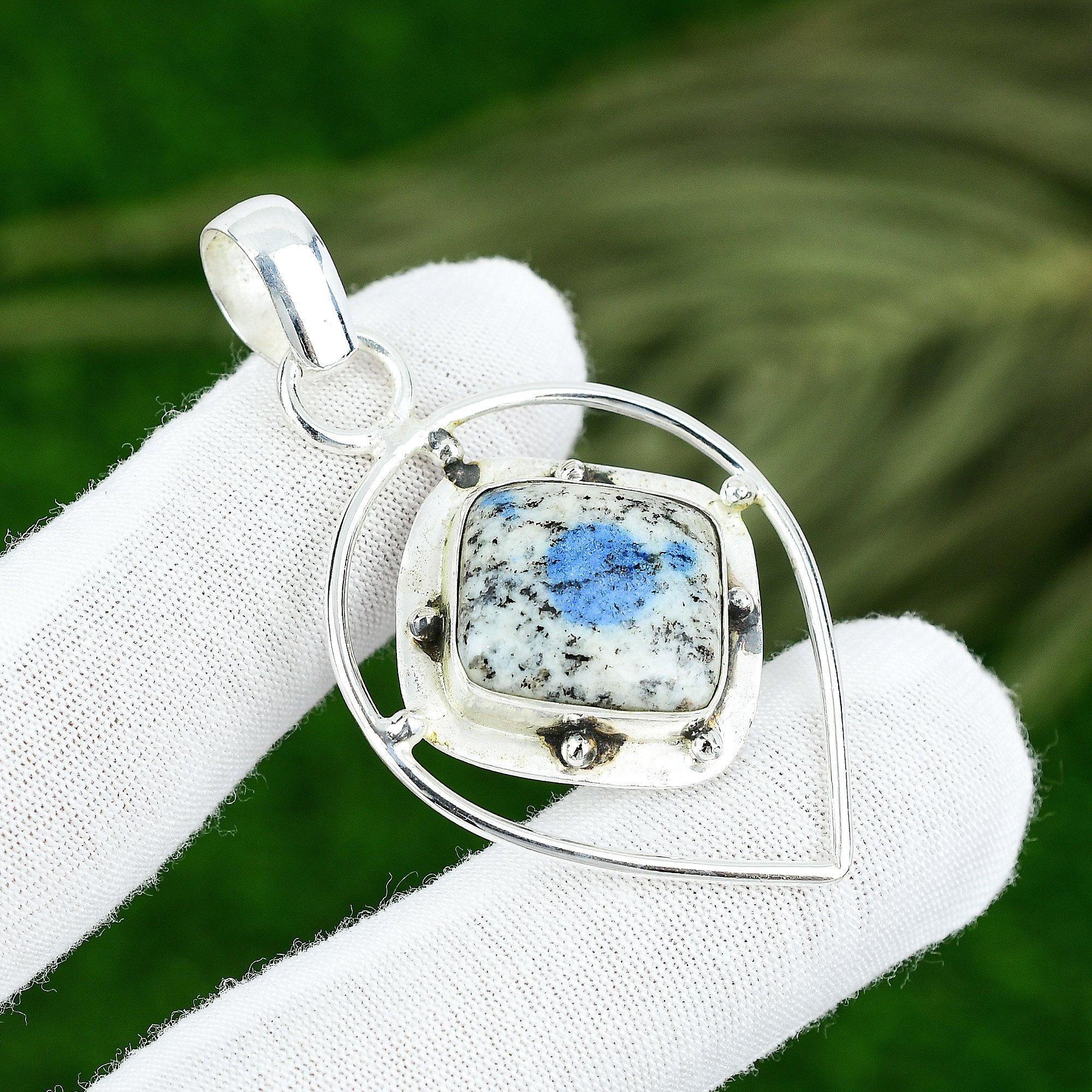 Naturlig K2 Jaspis Ädelsten Indiska Smycken 925 Sterlingsilver Hänge För Flickor