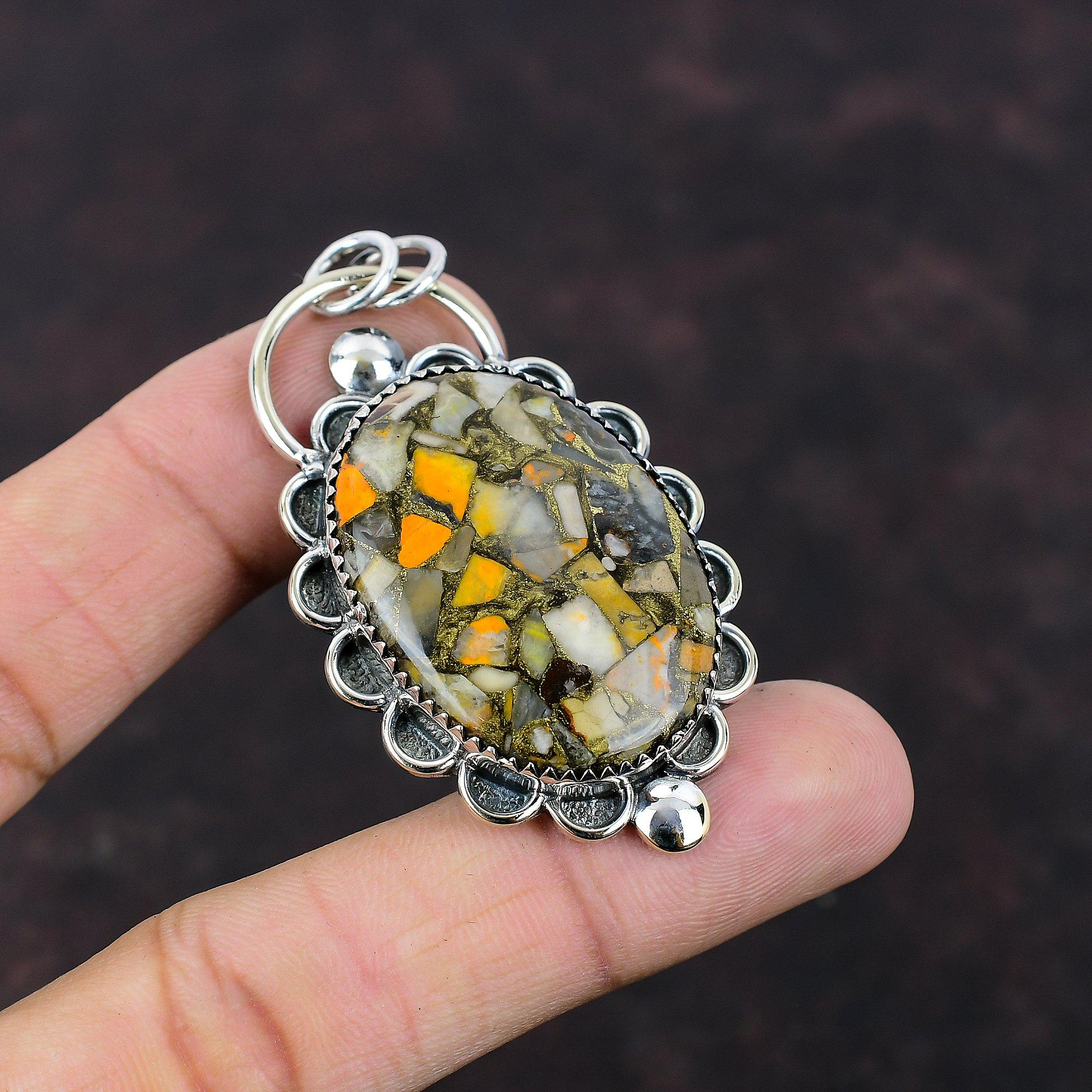 Copper Bumble Bee Jasper Pendant Handmade Jewelry Dainty Pendant 925 Sterling Silver Pendant Original Gemstone Pendant Special Occasion Gift