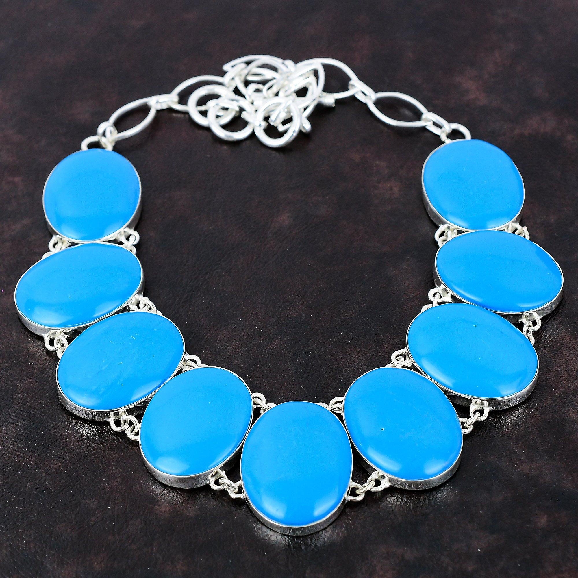 Sleeping Beauty Turquoise Gemstone Necklace Handmade Necklace 925 Sterling Silver Necklace Adjustable Chain Necklace Dainty Jewelry For Gift