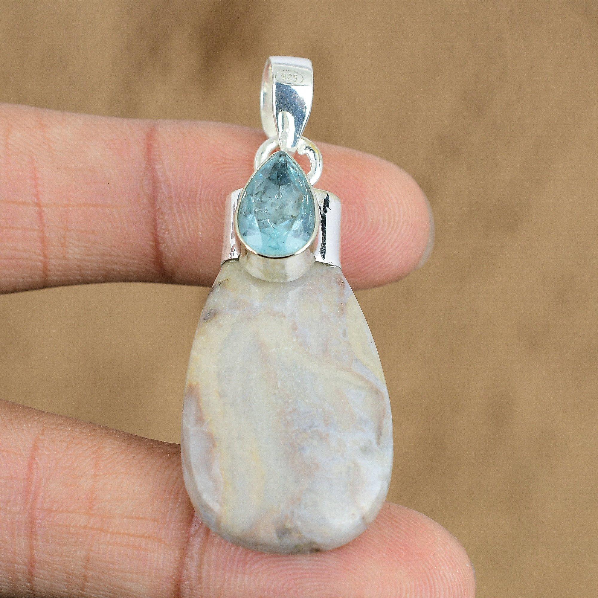 Natural Polychrome Jasper Gemstone Pendant 925 Sterling Silver Jewelry For Women
