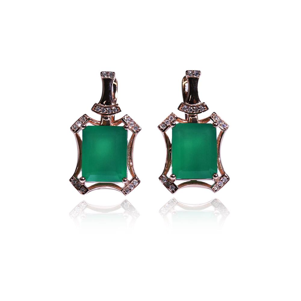 Agat verde natural oct 8*10mm Cercei din argint 925 bijuterii fine cu pietre pretioase naturale pentru femei mama cadou frumos