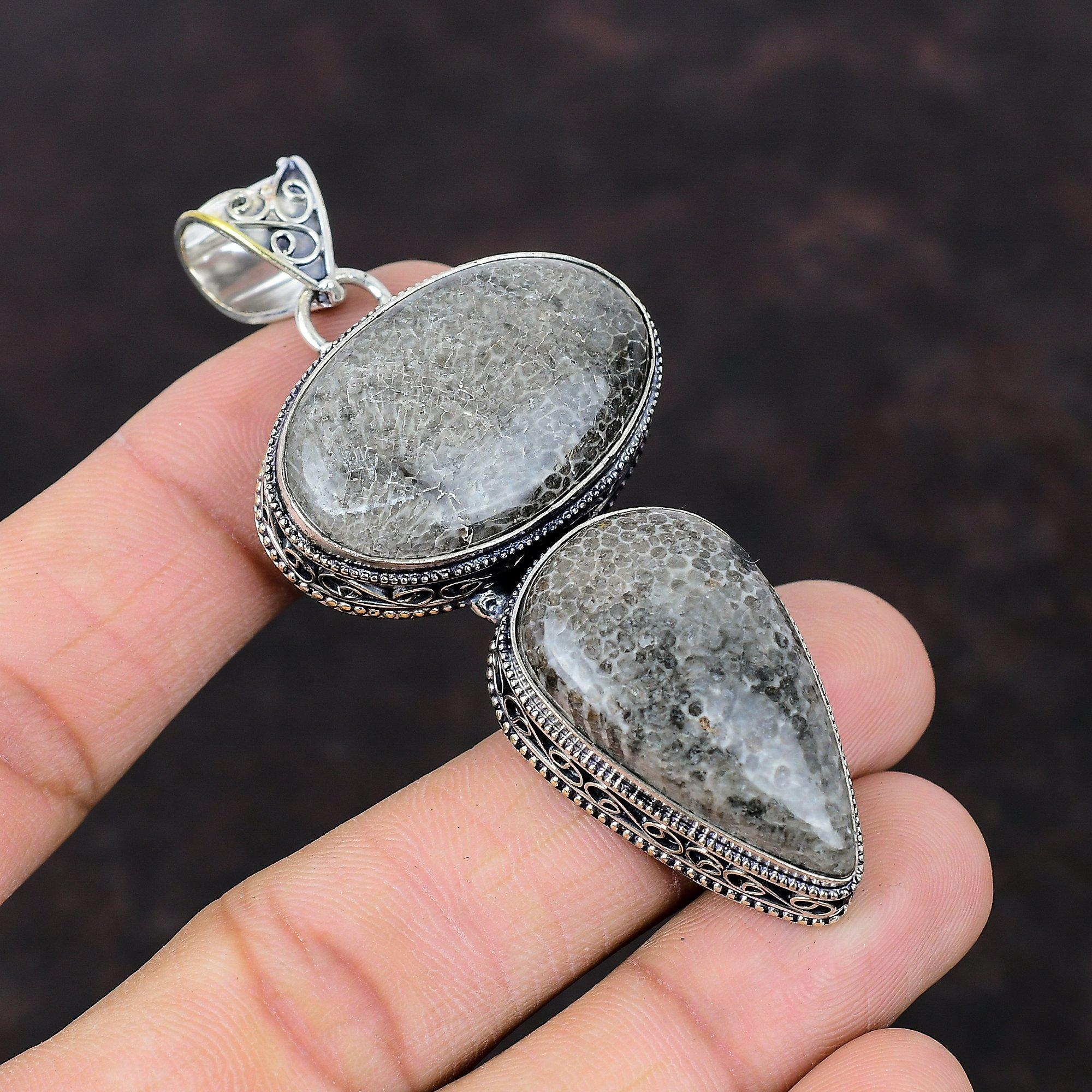 Stingray Coral Pendant Vintage Gemstone Pendant Stylish Jewelry 925 Sterling Silver Pendant Handmade Pendant Engagement Gift Elegant Pendant