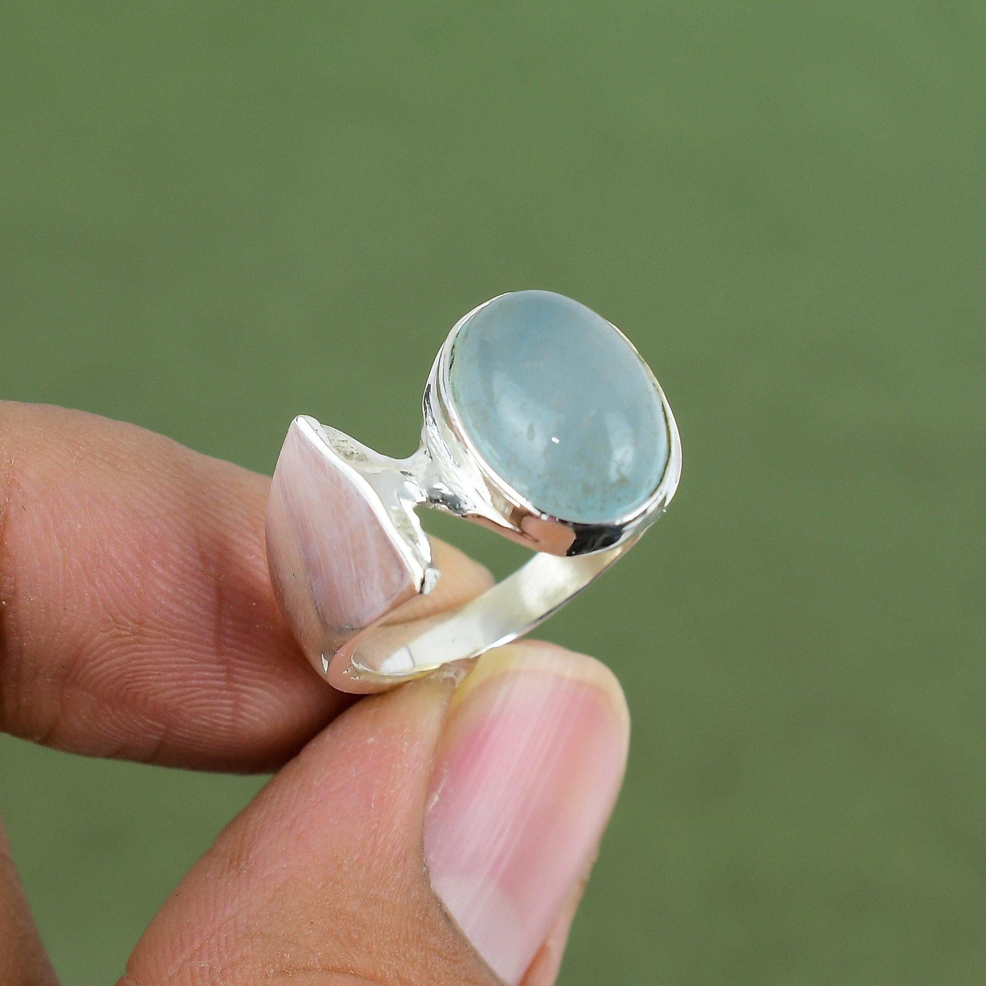 Aquamarine Ring 925 Sterling Silver Ring Original Gemstone Ring Handmade Elegant Jewelry Wonderful Ring Gift For Love Available In Ring Size