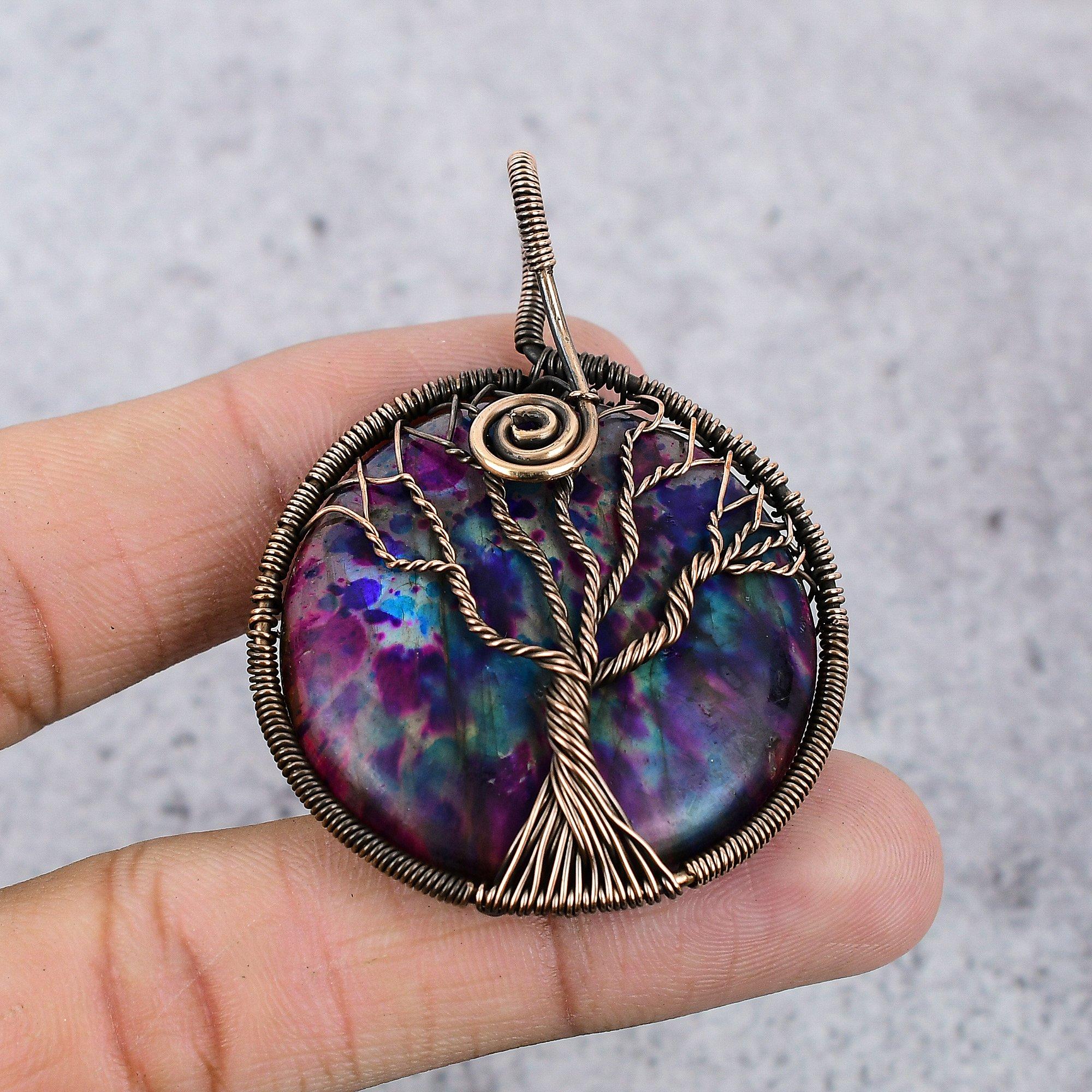 Multi Flash Labradorite Jewelry, 999 Copper Wire Wrapped Pendant Handmade Gemstone Jewelry, Gifts For Wife Brand New Pendant