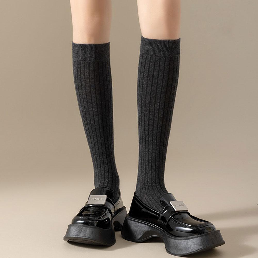 3 Pairs Women Knee Socks White Cotton Stockings Lolita Y2k Long Socks Slim Funny Socks For Girls
