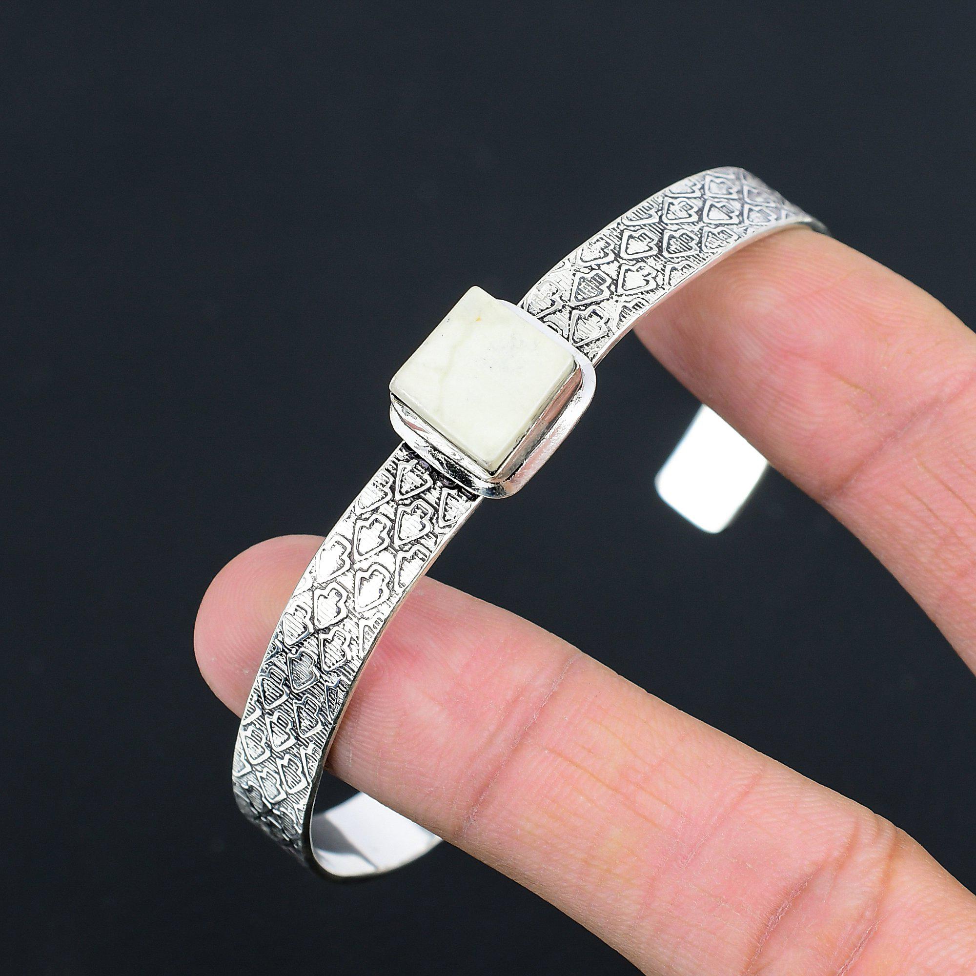 Sisters Day Sale Sterling Silver Square Maligano Jasper Gemstone Bangle Bracelet