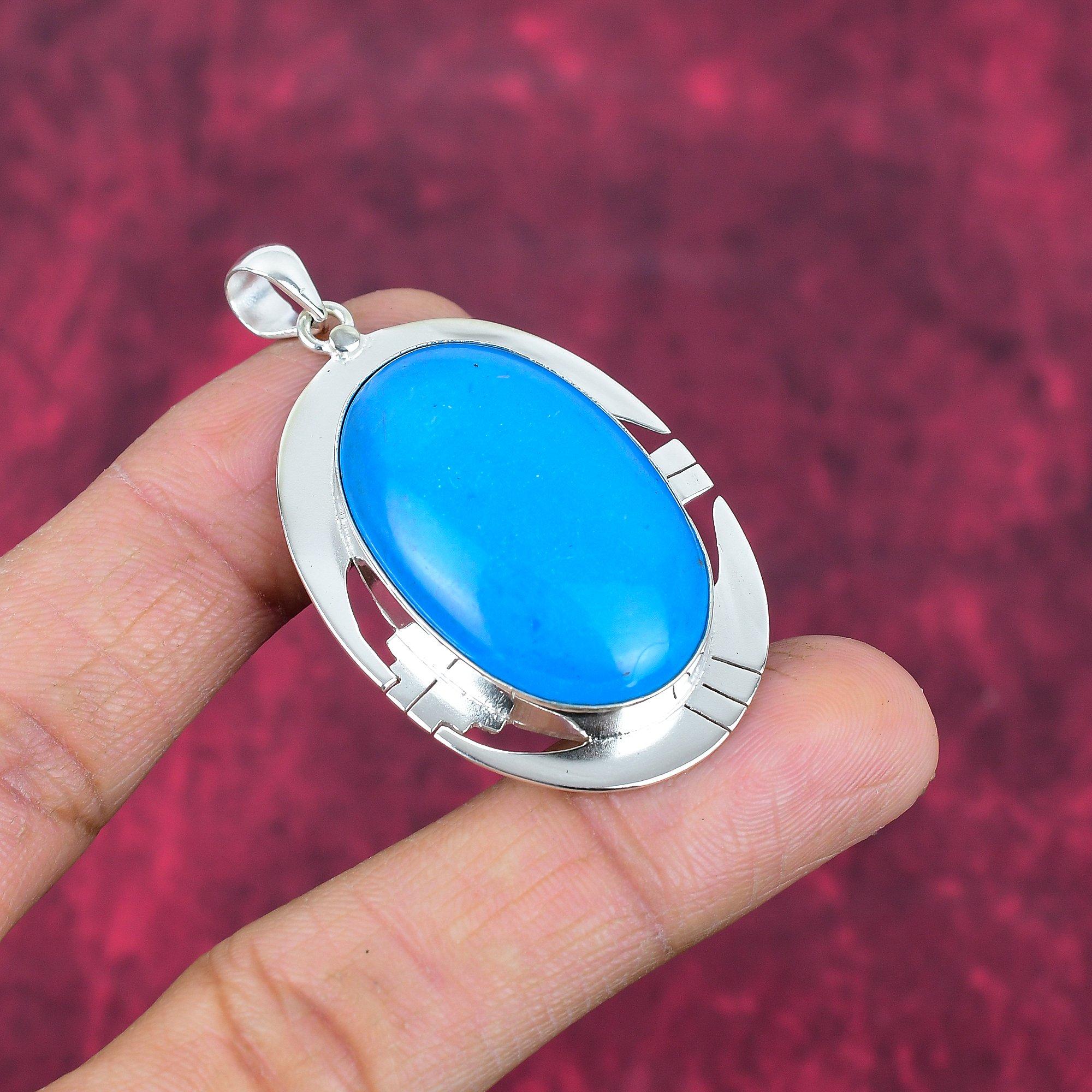 Schlafender Türkis 925 Massiv Sterlingsilber Anhänger, Handgefertigter Edelsteinanhänger Schmuck, Geschenke für Ehefrau Brandneuer Anhänger